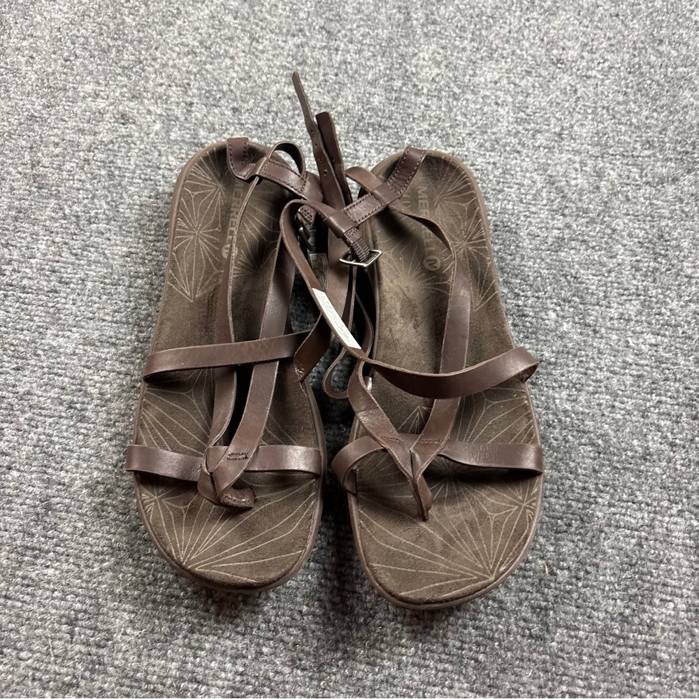 MERRELL Women’s Brown Bracken Strappy Sandals with Select Cush size: 8